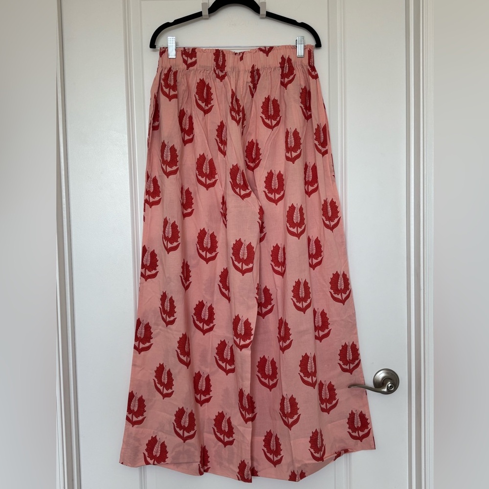 Daughters of India Pink Wide-Leg Jumpsuit with Red Motif - Picture 5 of 13